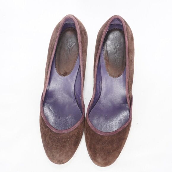 Boden Suede Brown Round Toe Heels, Size 38/8 - Picture 3 of 8
